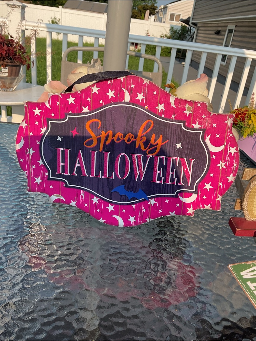 Spooky Halloween Pink Decorative Sign - Party Wall Hanging